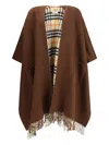 Burberry Embroidered Fringed Cape In Brown