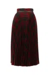 Burberry Pleated Check Midi Skirt In Red