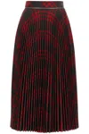 Burberry Pleated Check Midi Skirt In Red