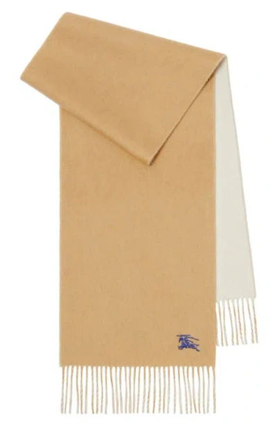 Burberry Embroidered Knight Reversible Cashmere Scarf In Brown