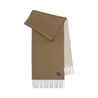 Pre-owned Burberry Embroidered Knight Solid Scarf 'vole Brown/smoke Grey' | Men's Size Onesize