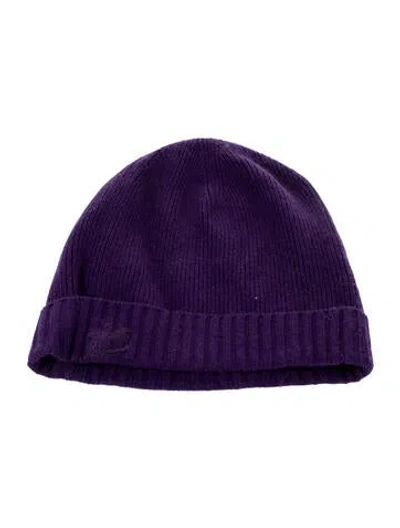 Pre-owned Burberry Embroidered Knit Beanie In Purple