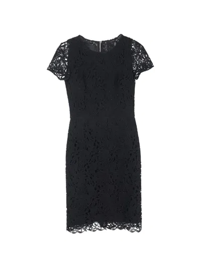 Pre-owned Burberry Embroidered Lace Midi Dress In Black
