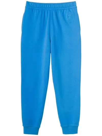 BURBERRY EMBROIDERED-LETTER MOTIF COTTON TRACK PANTS