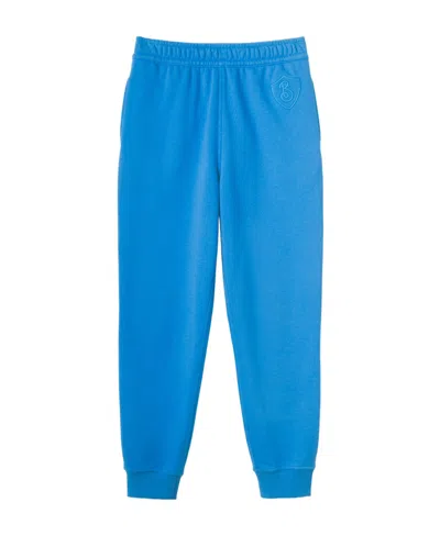 Burberry Embroidered-letter Motif Cotton Track Pants In Blue