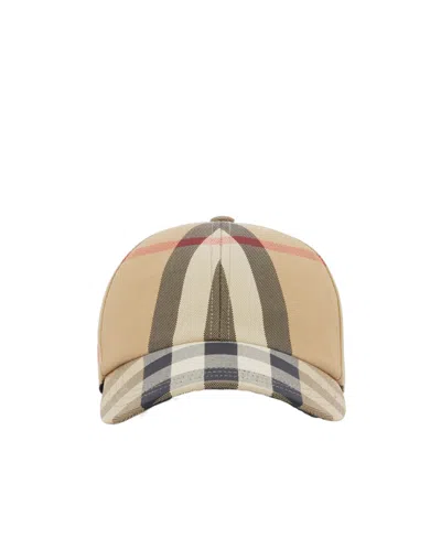Burberry Embroidered-logo Check Cotton Baseball Cap In Nude