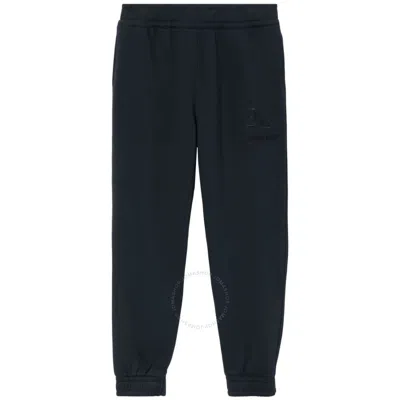 Burberry Ekd-embroidered Cotton Track Pants In Smoked Navy