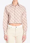 Burberry Vintage Check Cropped Buttoned Shirt In Beige