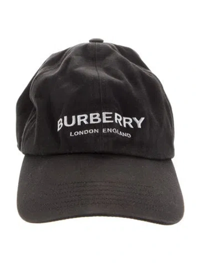 Pre-owned Burberry Embroidered Logo Hat In Black