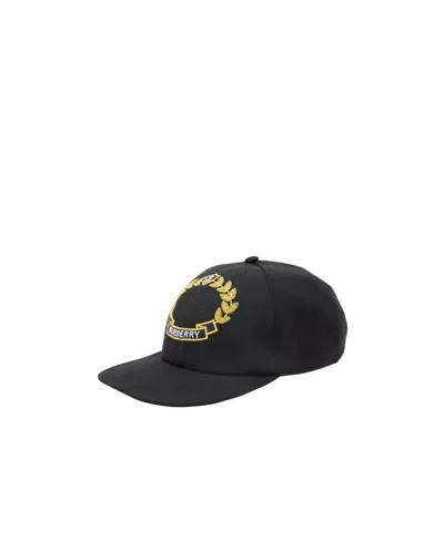 Burberry Embroidered-logo Organic-cotton Cap In Black
