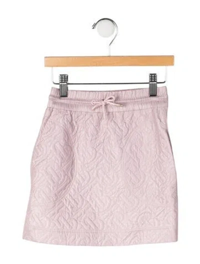 Pre-owned Burberry Babies' Embroidered Logo Skirt In Pink