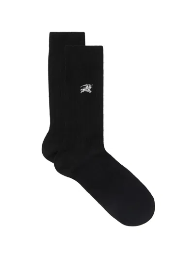 Burberry Embroidered-logo Socks In Black