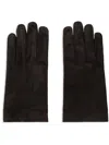 Burberry Embroidered-logo Suede Gloves In Brown