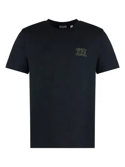 Burberry Embroidered-logo T-shirt In Black