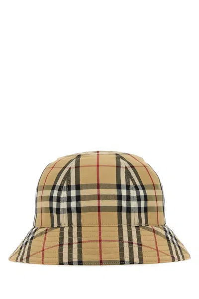 Burberry Women Signature Check Bucket Hat In Cream