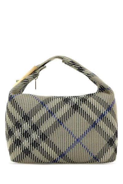 BURBERRY EMBROIDERED NYLON MEDIUM PEG HANDBAG
