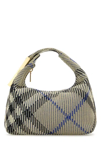 BURBERRY EMBROIDERED NYLON MINI PEG HANDBAG