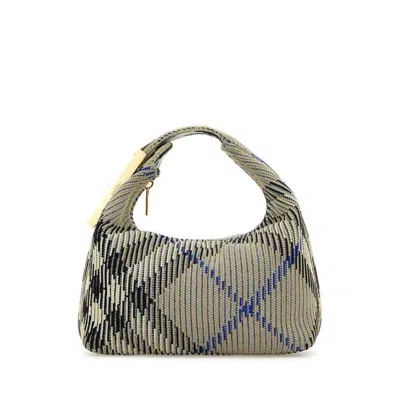 Burberry Embroidered Nylon Mini Peg Handbag Lichen Borse A Mano In Brown