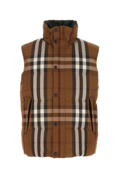 Burberry Embroidered Nylon Reversible Sleeveless Down Jacket In Multicolour