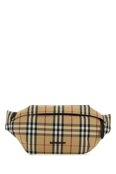 Burberry Check Sonny Belt Bag In Nude & Neutrals