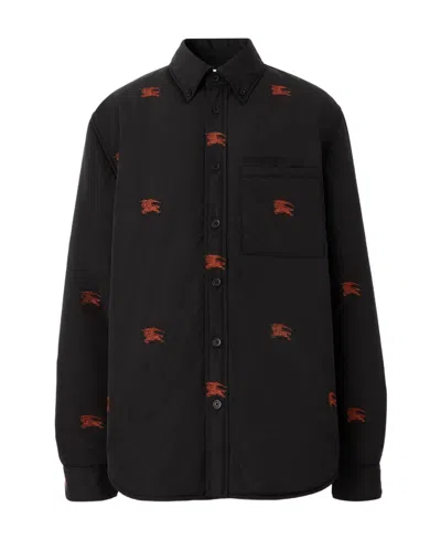 Burberry Embroidered Padded Overshirt In Black