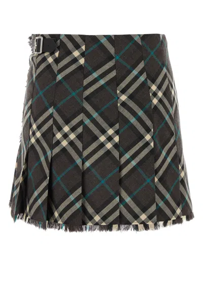 Burberry Embroidered Polyester Blend Mini Skirt In Green
