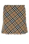 Burberry Womens Nut Ip Check Check-print Fringed Woven Mini Skirt