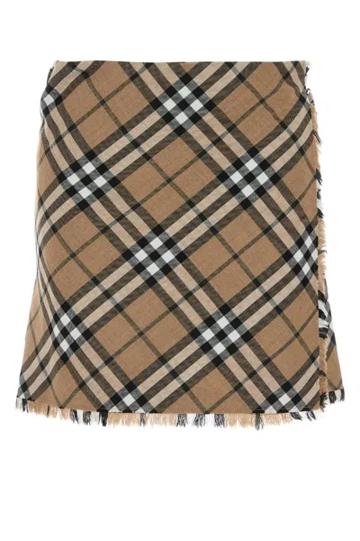 BURBERRY BURBERRY EMBROIDERED POLYESTER BLEND MINI SKIRT