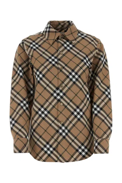 BURBERRY BURBERRY EMBROIDERED POLYESTER BLEND SHIRT