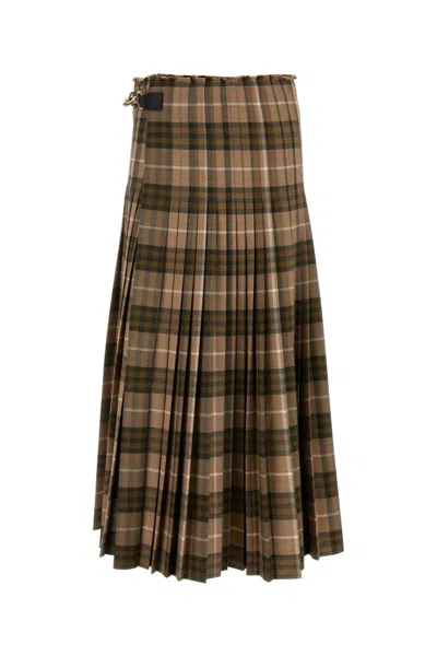Burberry Embroidered Polyester Blend Skirt In Campipcheck