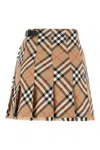 Burberry Plaid Pleated Skirt Belt Detail In Nude