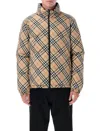 Burberry Beige Check Nylon Reversible Down Puffer Jacket In Neutral