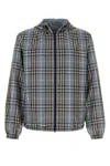 Burberry Mens Wave Blue Ip Check Reversible Check Hooded Anorak Jacket In Gray