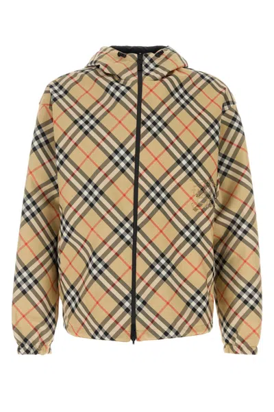 Burberry Traditional Check Nylon Jacket With Ekd Detail In Burgundy
