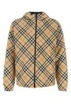 Burberry Beige Reversible Down Jacket With Hood And All-over Check Motif In Tech Fabric Man In Sandipcheck