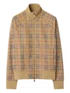 Burberry Beige Sweatshirt With Check Motif In Jacquard In Brown