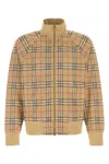 Burberry Beige Sweatshirt With Check Motif In Jacquard In Neutral