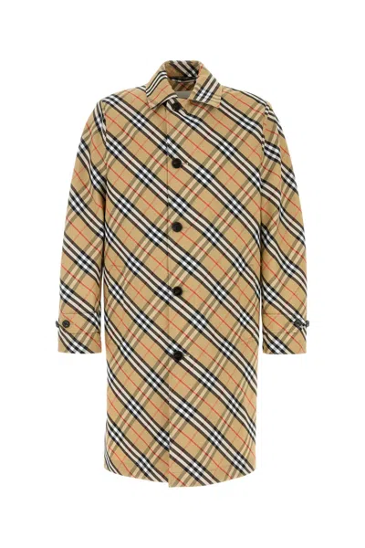 Burberry Embroidered Polyester Trench Coat In Brown