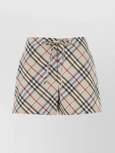 Burberry Embroidered Poplin Drawstring Shorts In Gray