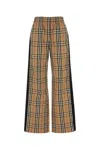 Burberry Checked Pattern Wide Leg Trousers In Brown