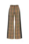 Burberry Checked Pattern Wide Leg Trousers In Brown