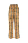 Burberry Checked Pattern Wide Leg Trousers In Brown