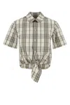 Burberry Short Sleeve Shirt Featuring Tie-front Detail In Multi