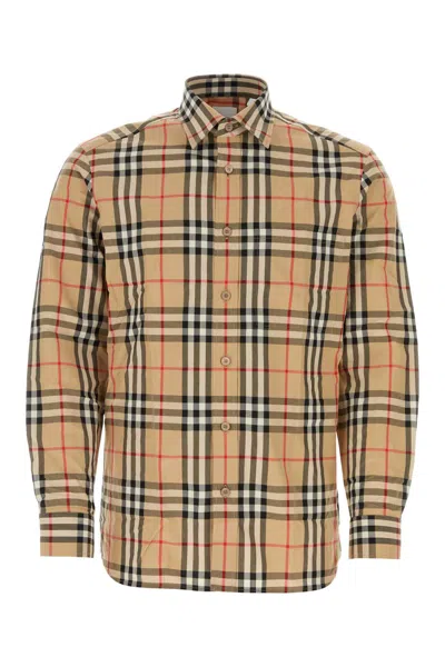 Burberry Embroidered Poplin Shirt In Brown