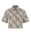 Burberry Collared Checked Poplin Shirt Detail In Gray
