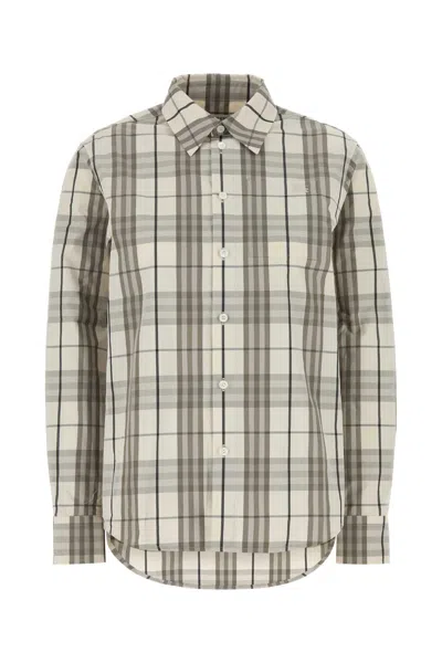 Burberry Embroidered Poplin Shirt In Brown
