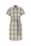 Burberry Check Buckle Short-sleeve Shirtdress In Neutral