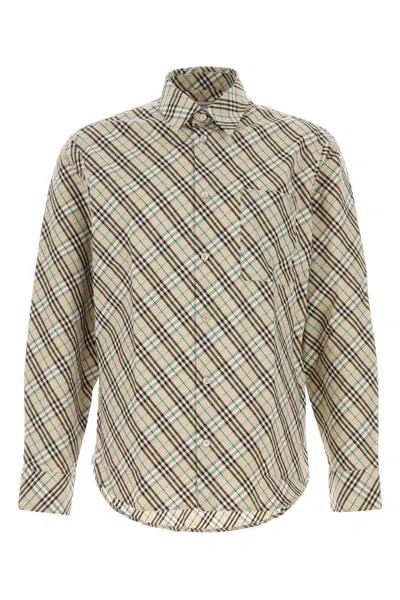 Burberry Embroidered Poplin Shirt With Button-down Collar In Cottonipcheck