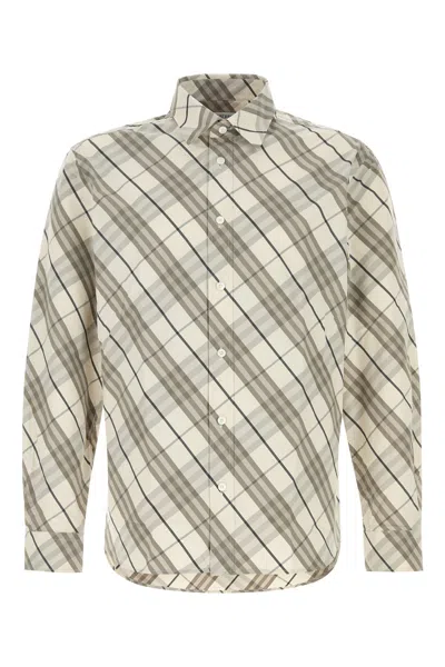 Burberry Embroidered Poplin Shirt With Button-down Collar In Cottonipcheck