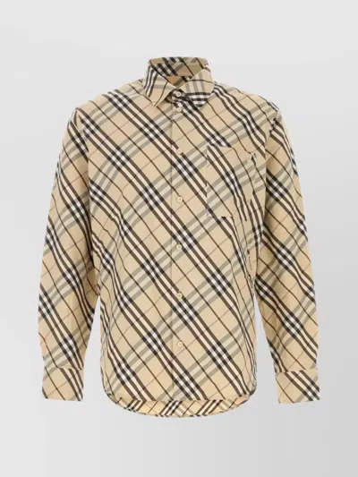 BURBERRY EMBROIDERED POPLIN SHIRT WITH CHEST POCKET